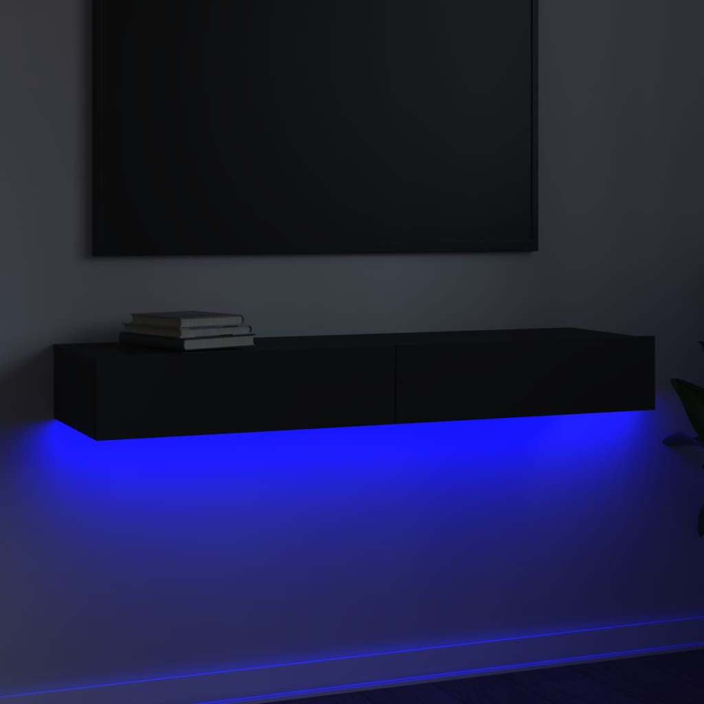 vidaXL TV skříňka s LED osvětlením černá 120 x 35 x 15,5 cm