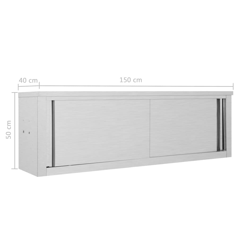 vidaXL Nástěnná kuchyňská skříň s posuvnými dveřmi 150x40x50 cm nerez