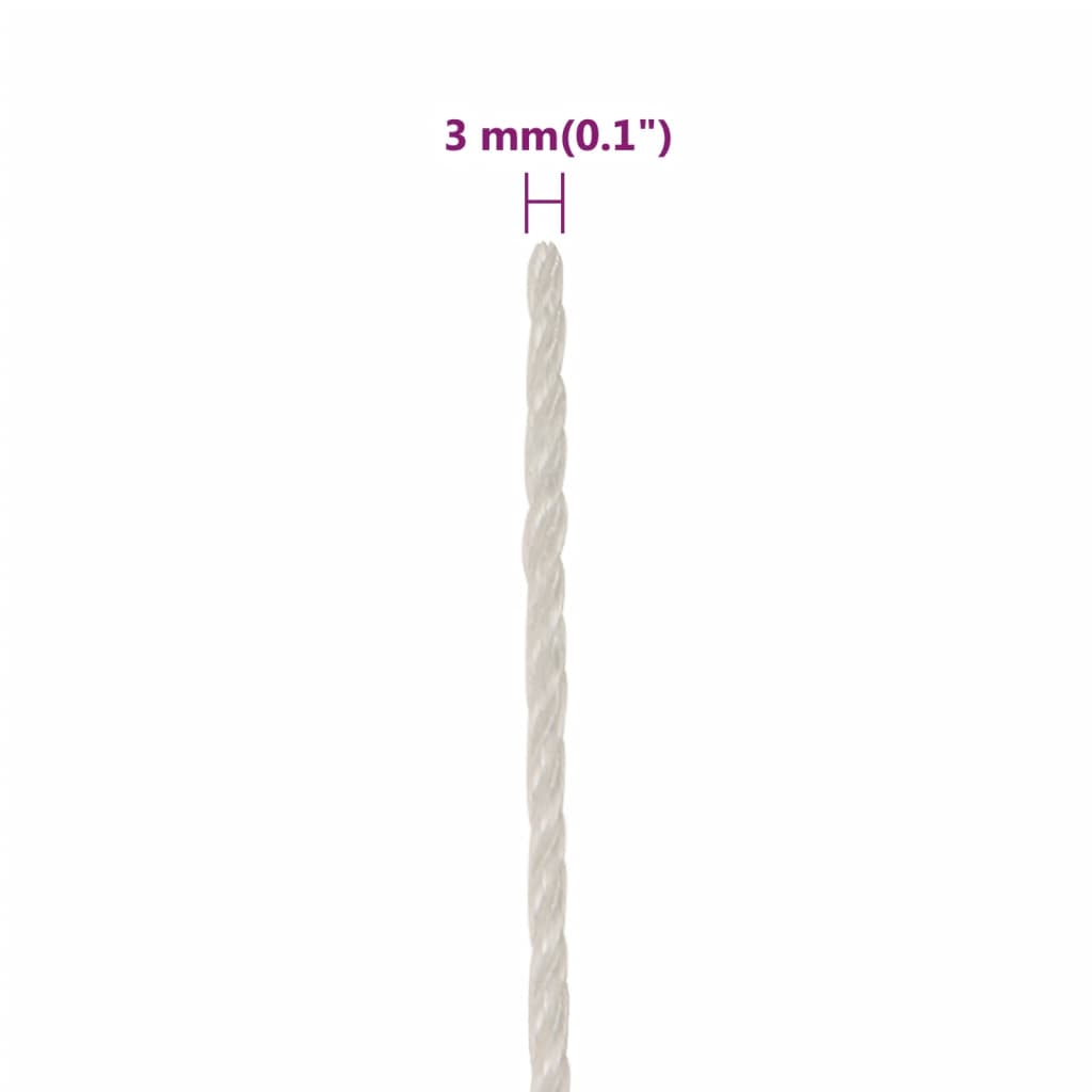 vidaXL Pracovní lano bílá 3 mm 50 m polypropylen