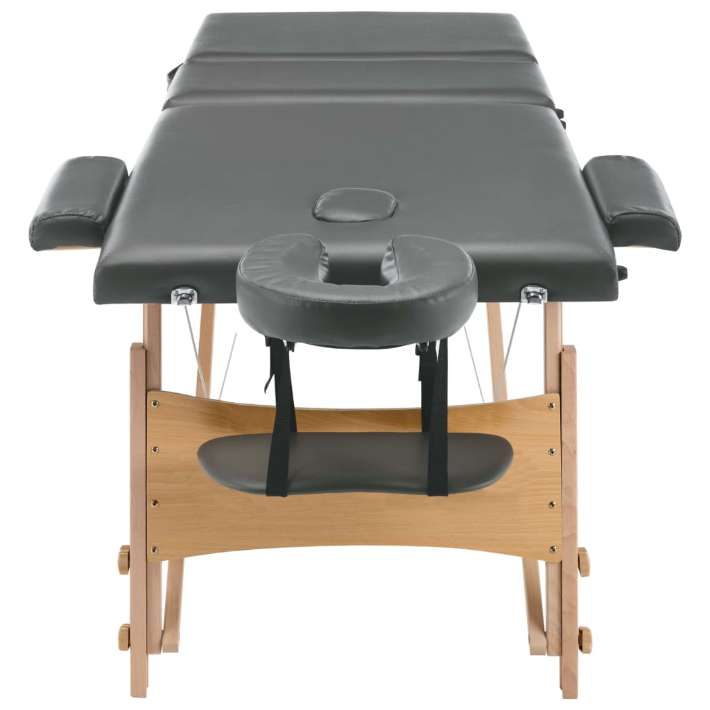 vidaXL Masážní stůl se 3 zónami dřevěný rám antracitový 186 x 68 cm
