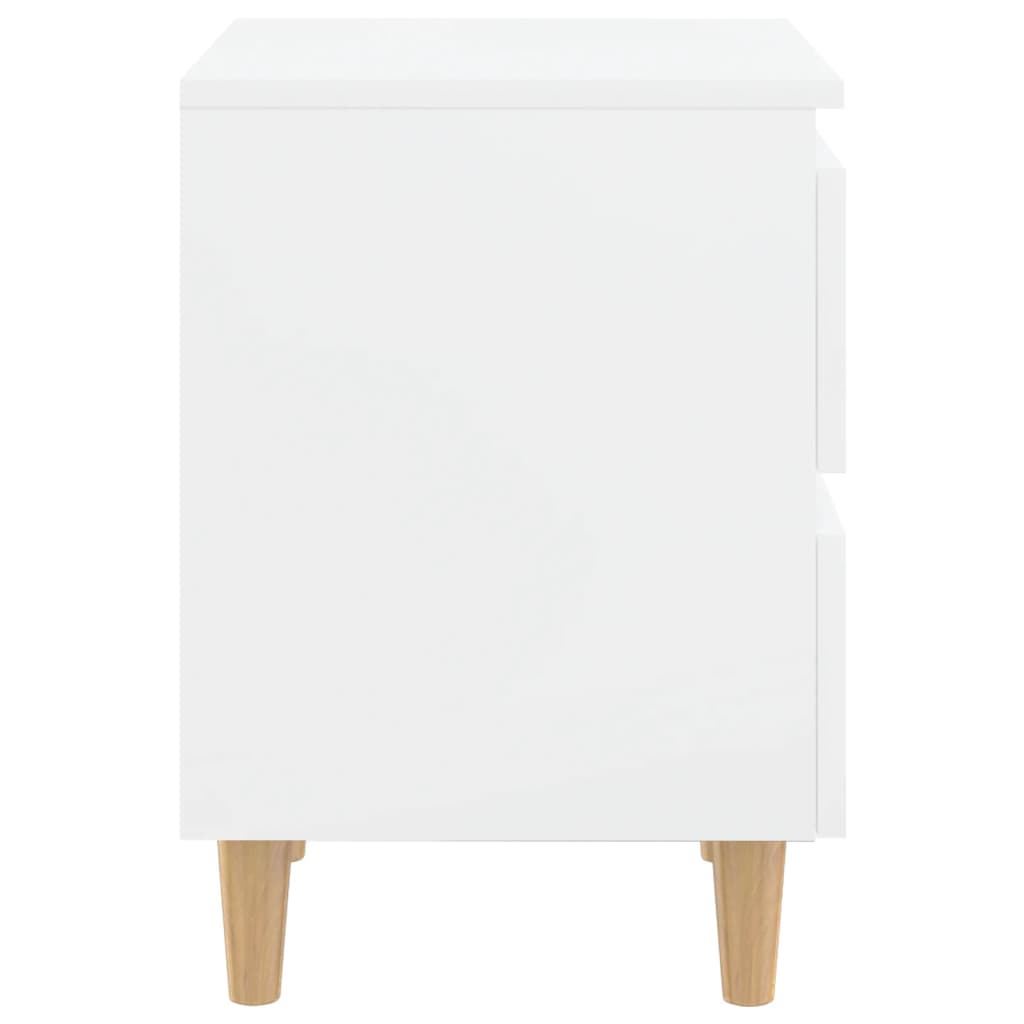 vidaXL Noční stolek bílý s vysokým leskem nohy z borovice 40x35x50 cm