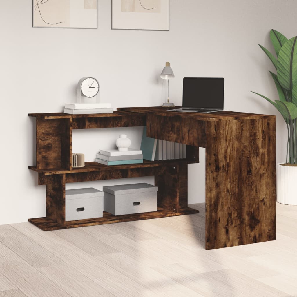 vidaXL Rohový psací stůl kouřový dub 200 x 50 x 76 cm kompozitní dřevo