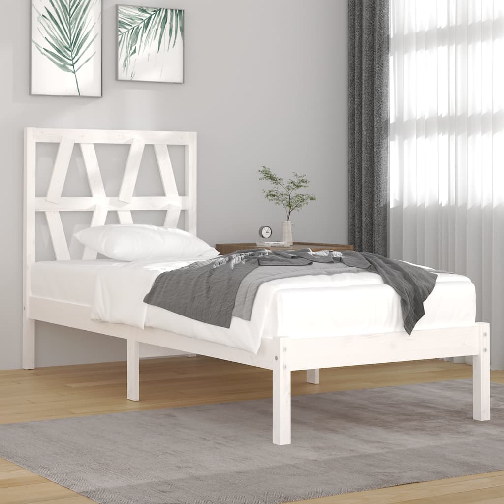 vidaXL Rám postele bílý masivní borovice 90 x 190 cm jednolůžko