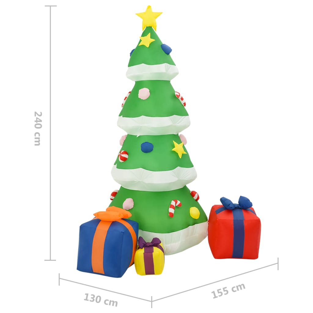 vidaXL Nafukovací vánoční stromek s LED dovnitř i ven 240 cm