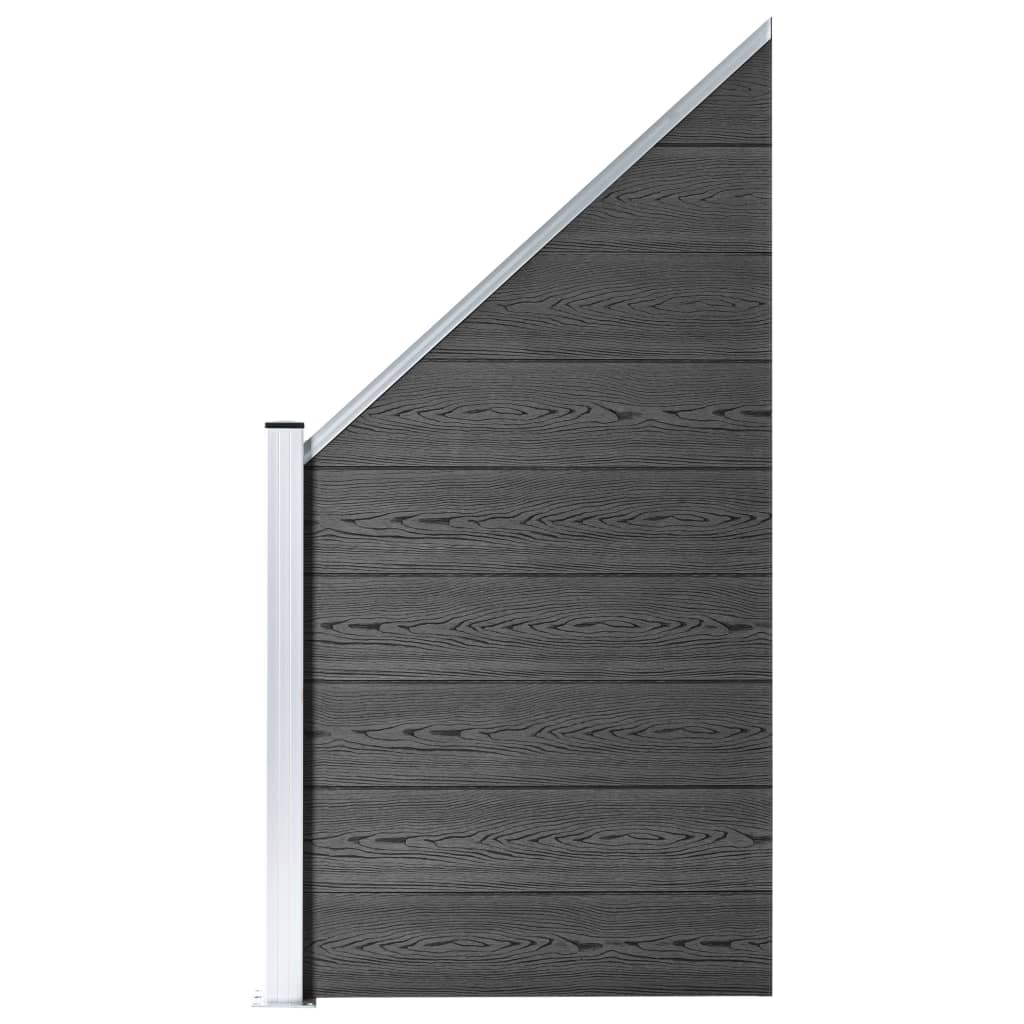 vidaXL Set plotového dílce WPC 1830 x (105–186) cm černý