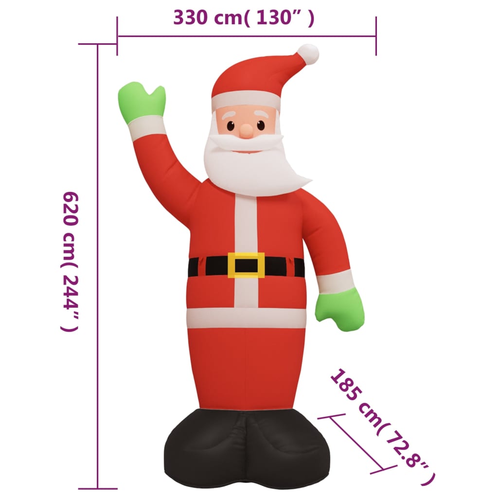 vidaXL Nafukovací Santa Claus s LED diodami 620 cm