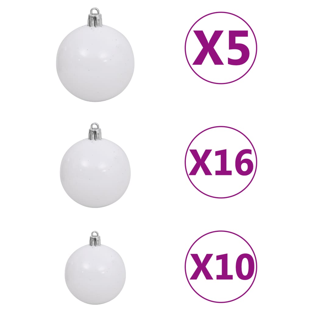 vidaXL 120dílná sada vánočních koulí se špicí a 300 LED bílá a šedá