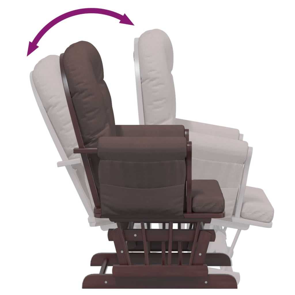 vidaXL Křeslo glider se stoličkou hnědé textil