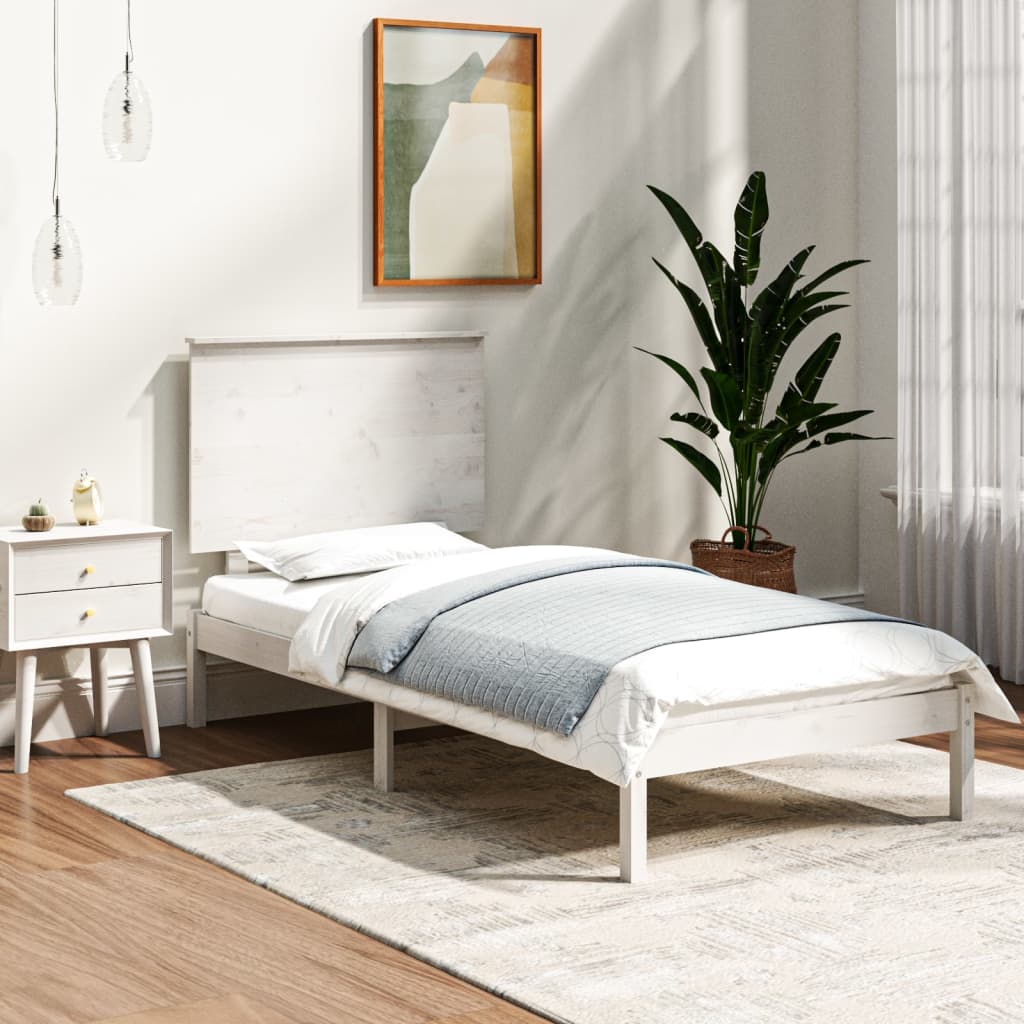 vidaXL Rám postele bílý masivní borovice 90 x 200 cm