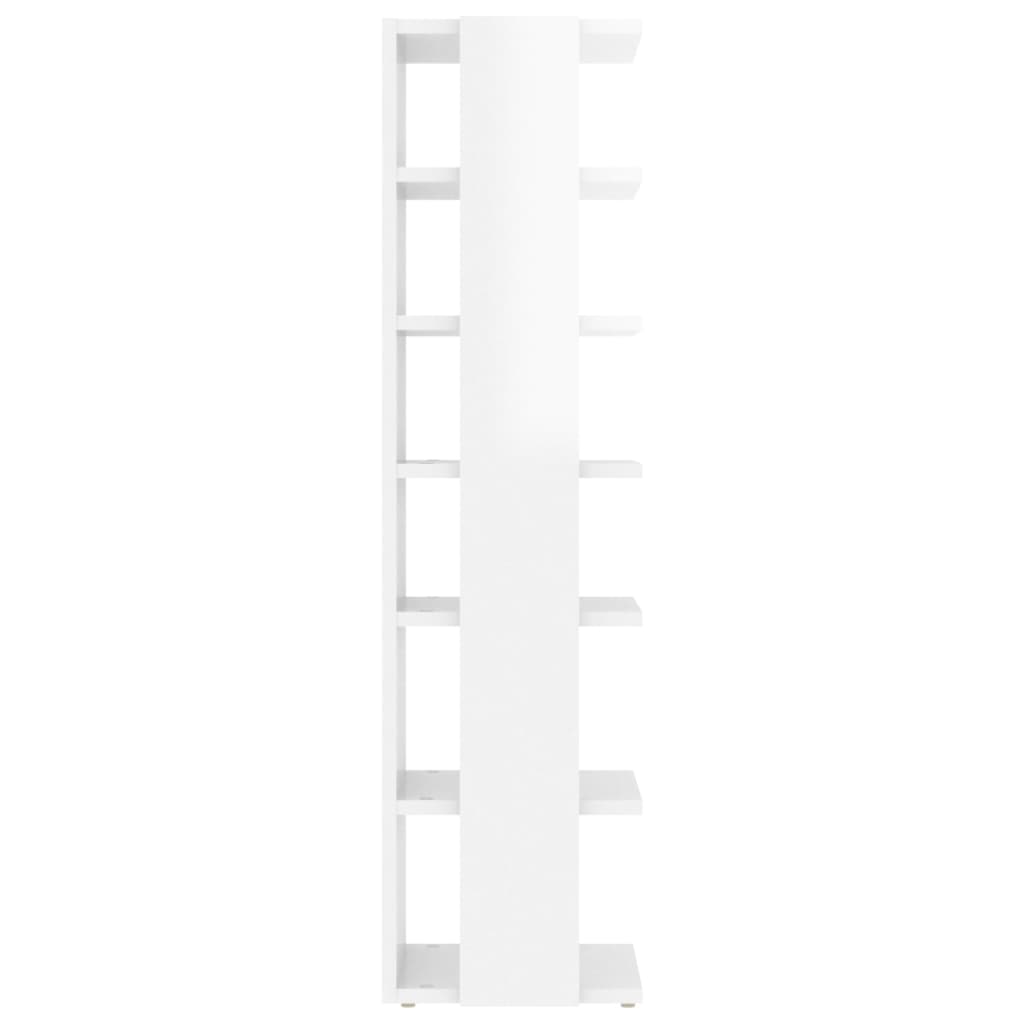 vidaXL Botník bílý s vysokým leskem 27,5x27x102 cm kompozitní dřevo