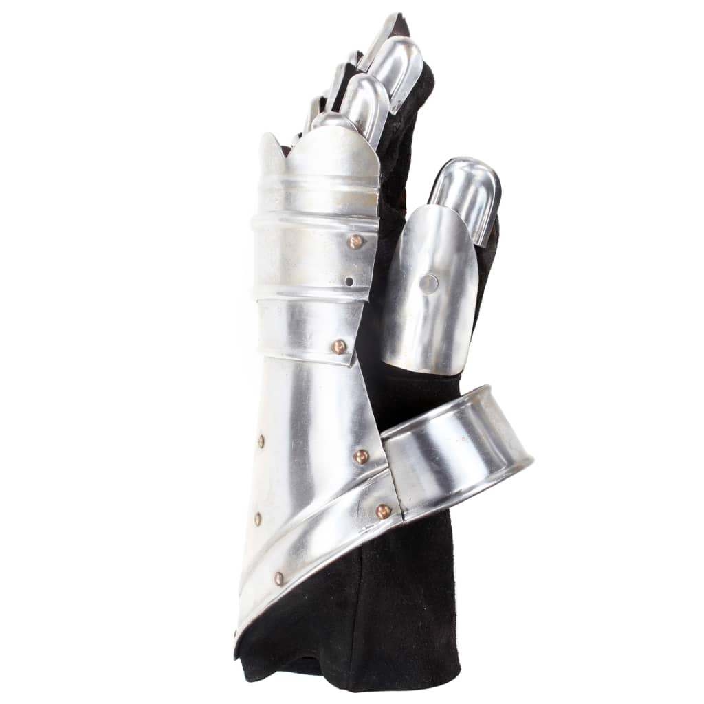 vidaXL Středověké plátové rukavice replika pro LARPy stříbrné ocel