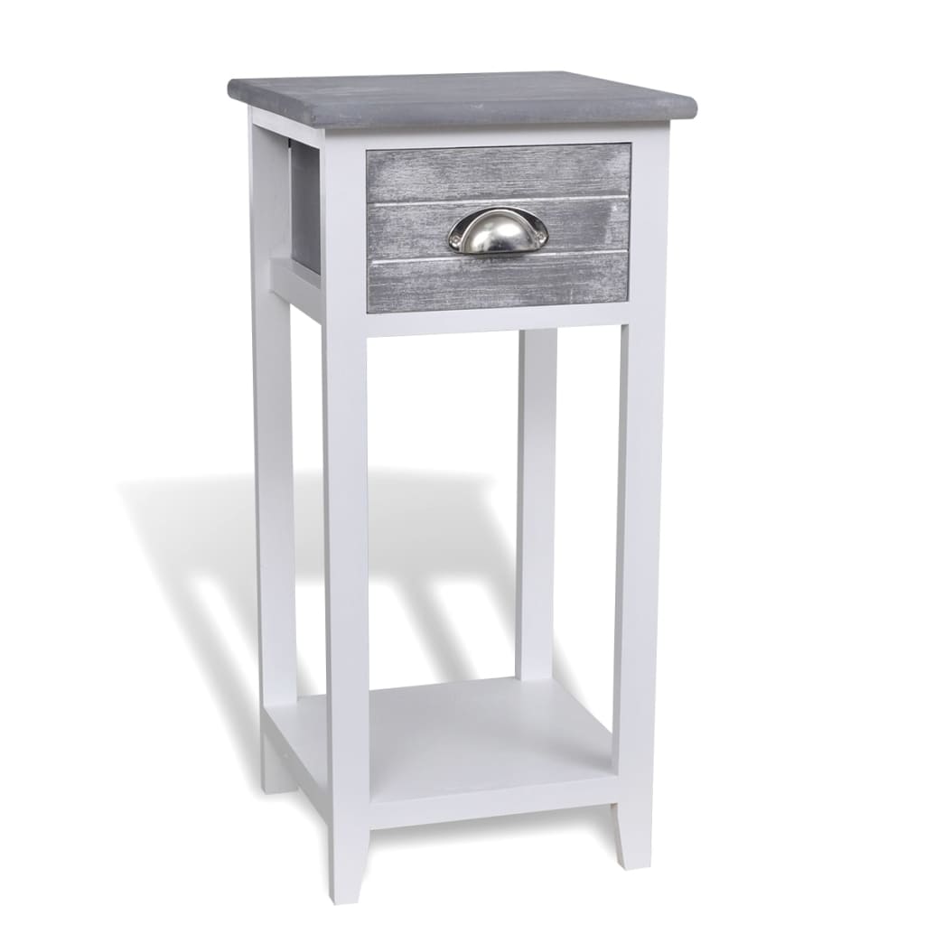 vidaXL Noční stolek s 1 zásuvkou šedobílý