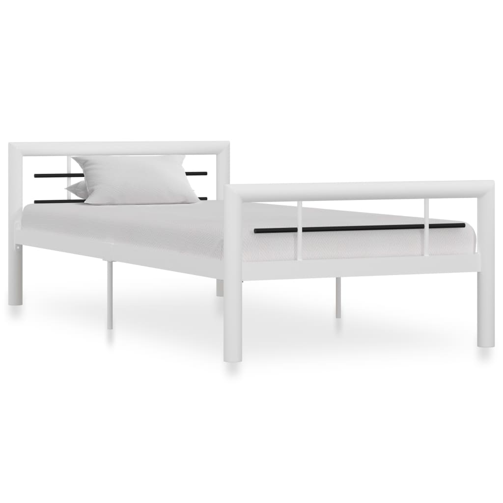 vidaXL Rám postele bíločerný kov 100 x 200 cm