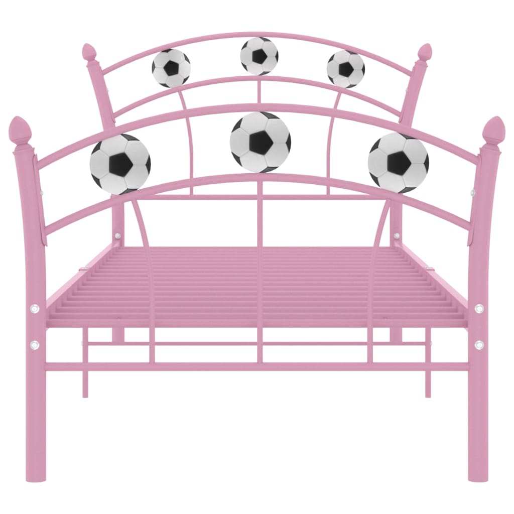 vidaXL Rám postele s fotbalovým motivem růžový kov 90 x 200 cm