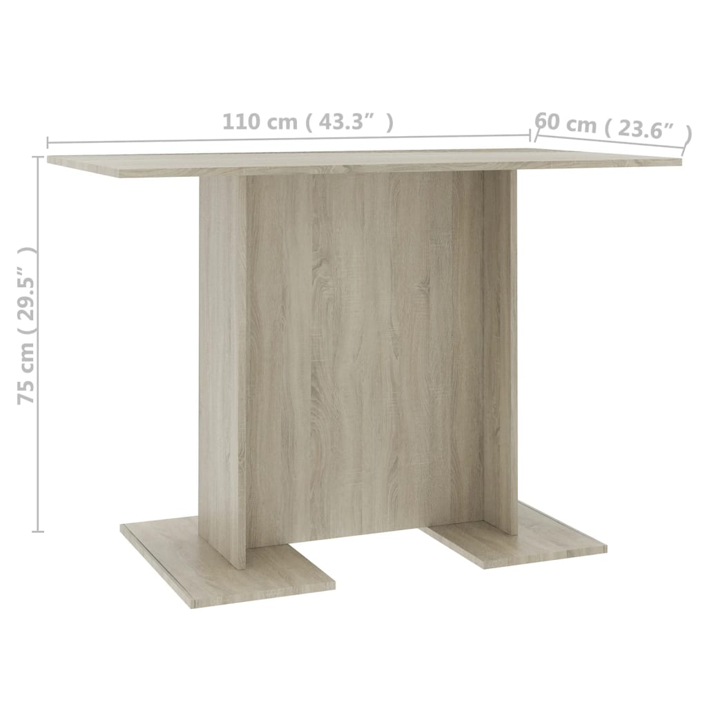 vidaXL Jídelní stůl dub sonoma 110 x 60 x 75 cm dřevotříska