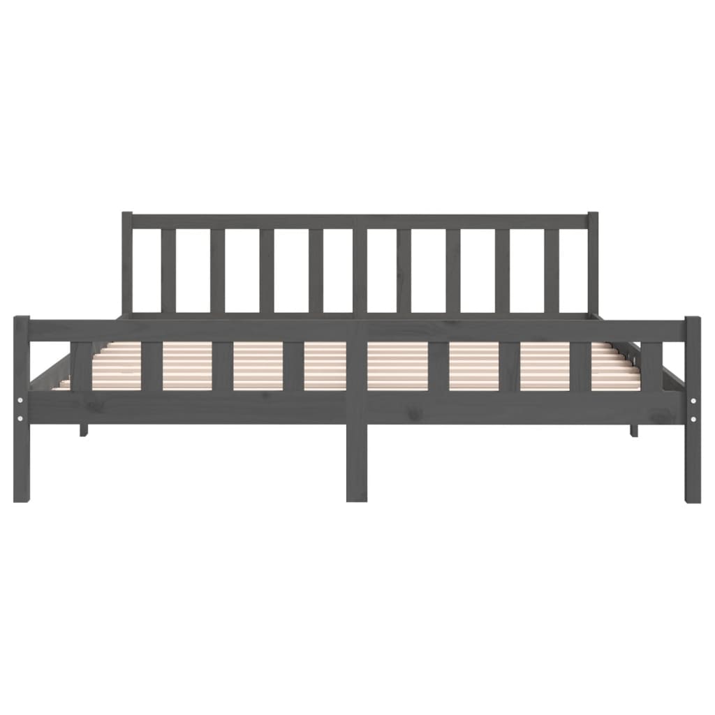 vidaXL Rám postele šedý masivní dřevo 200 x 200 cm