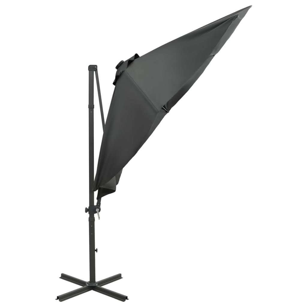 vidaXL Konzolový slunečník s tyčí a LED světly antracitový 300 cm