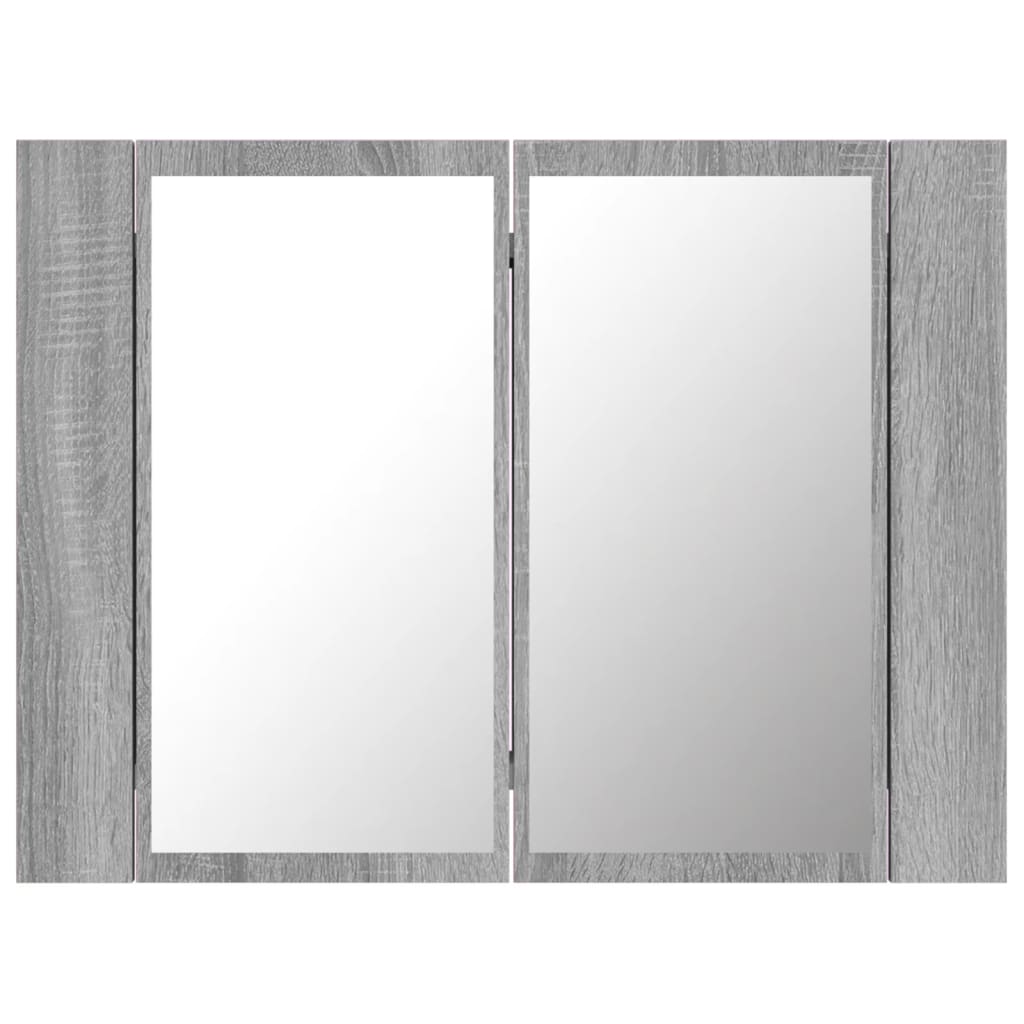 vidaXL Zrcadlová skříňka s LED šedá sonoma 60x12x45cm kompozitní dřevo