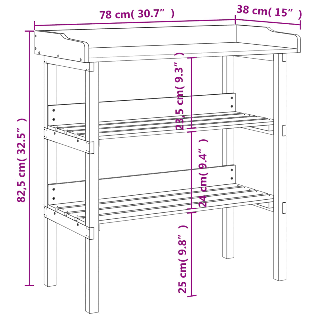 vidaXL Přesazovací stůl s policemi 78x38x82,5 cm masivní jedlové dřevo