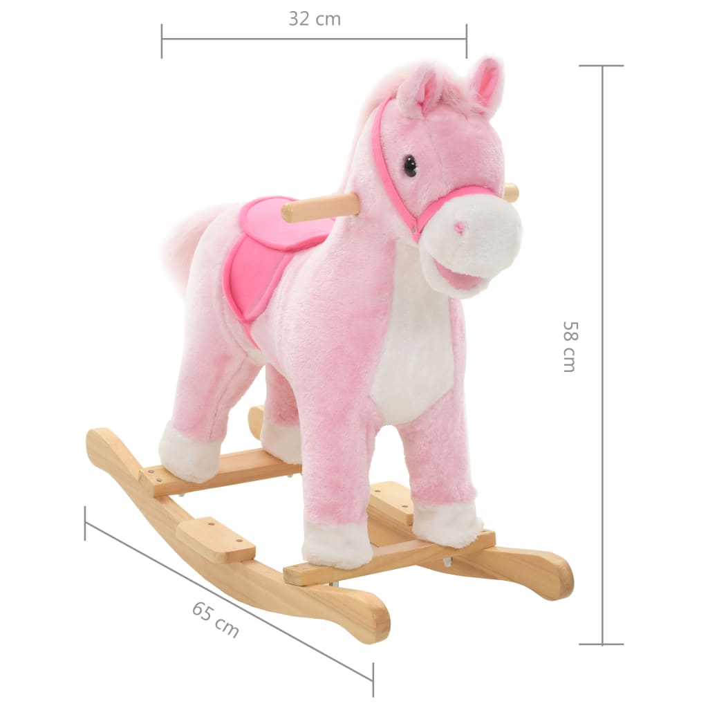 vidaXL Houpací plyšový kůň 65 x 32 x 58 cm růžový