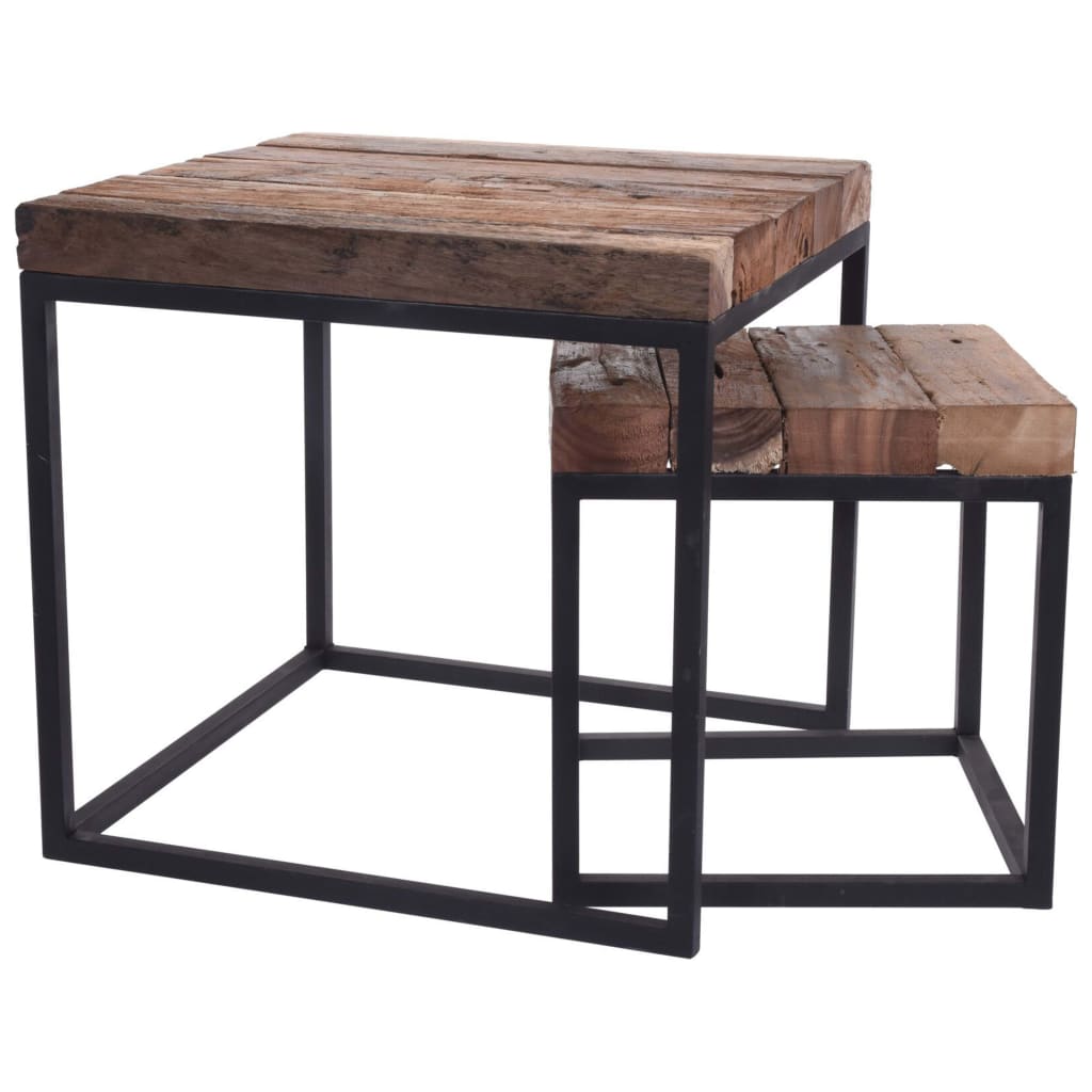H&S Collection 2dílná sada odkládacích stolků teakové dřevo