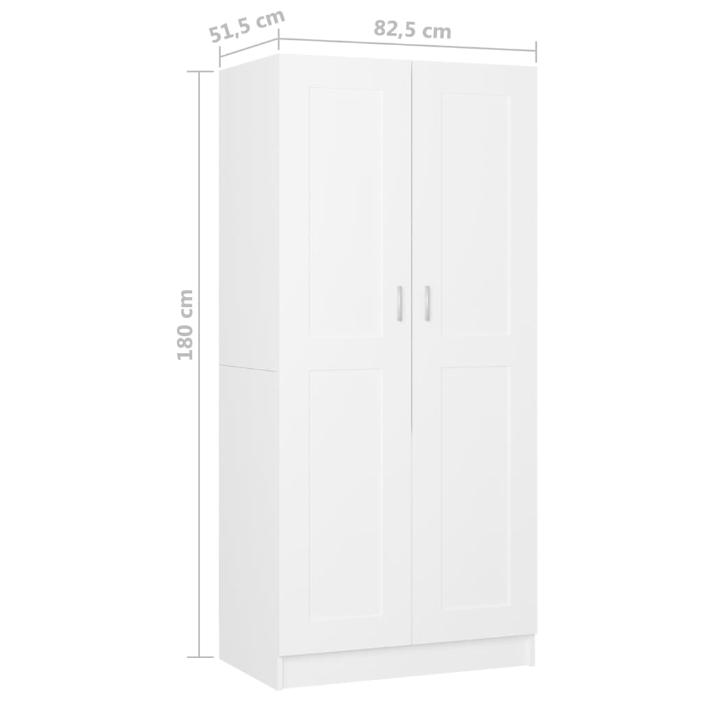 vidaXL Šatní skříň bílá 82,5 x 51,5 x 180 cm dřevotříska
