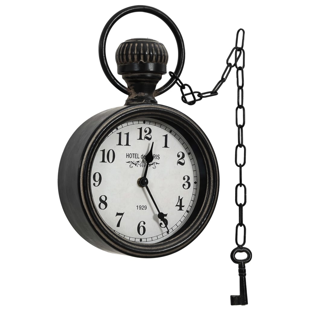 vidaXL Nástěnné hodiny černé 20 x 8 x 33,5 cm železo a MDF