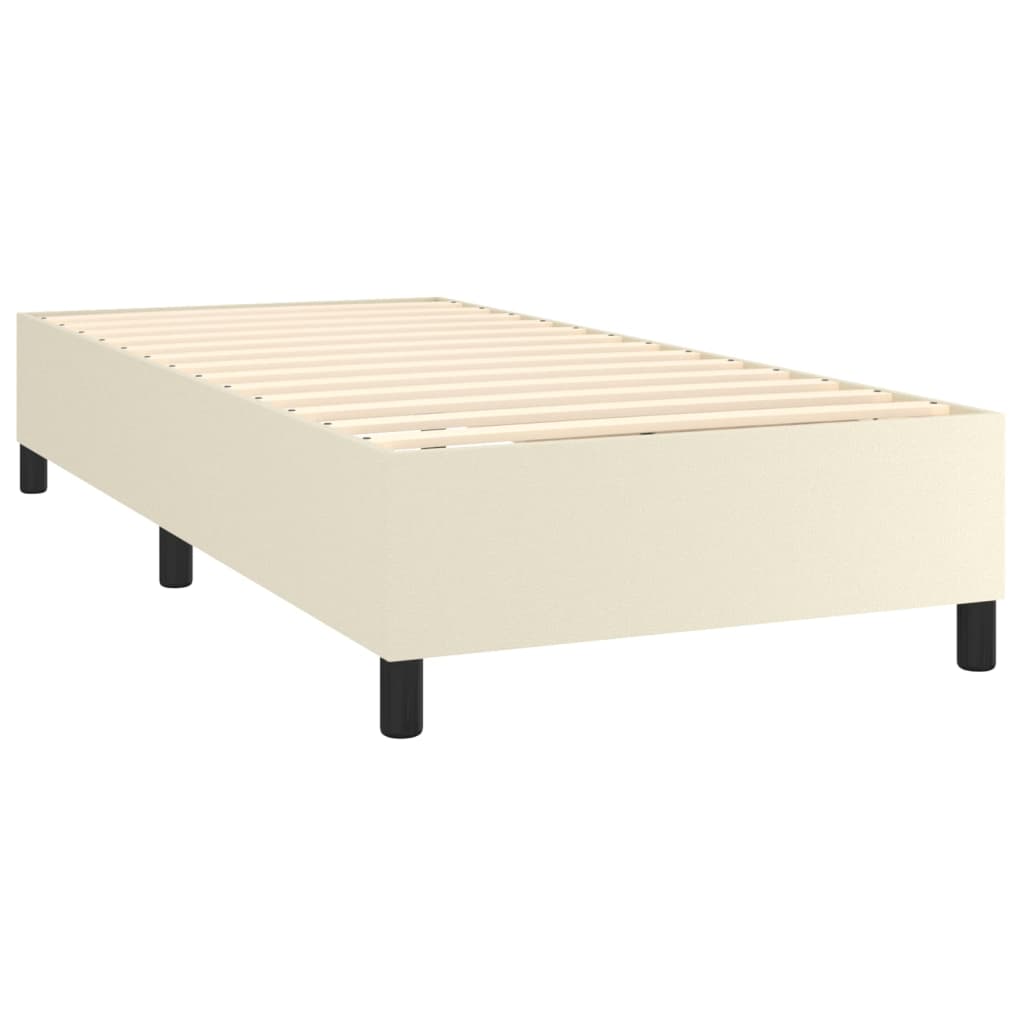 vidaXL Box spring postel s matrací a LED krémová 90x200 cm umělá kůže