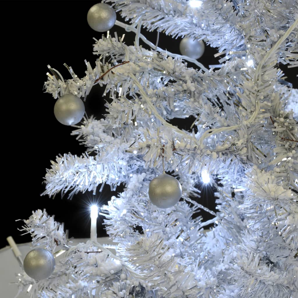 vidaXL Sněžící vánoční stromeček s deštníkovým stojanem bílý 140 cm