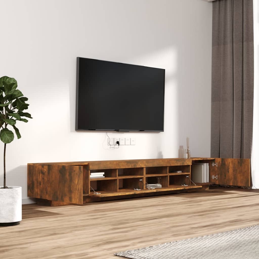 vidaXL 3dílný set TV skříněk s LED světly kouřový dub kompozitní dřevo