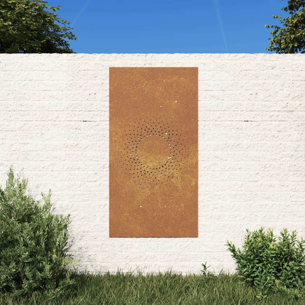 vidaXL Zahradní nástěnná dekorace 105 x 55 cm cortenová ocel Slunce