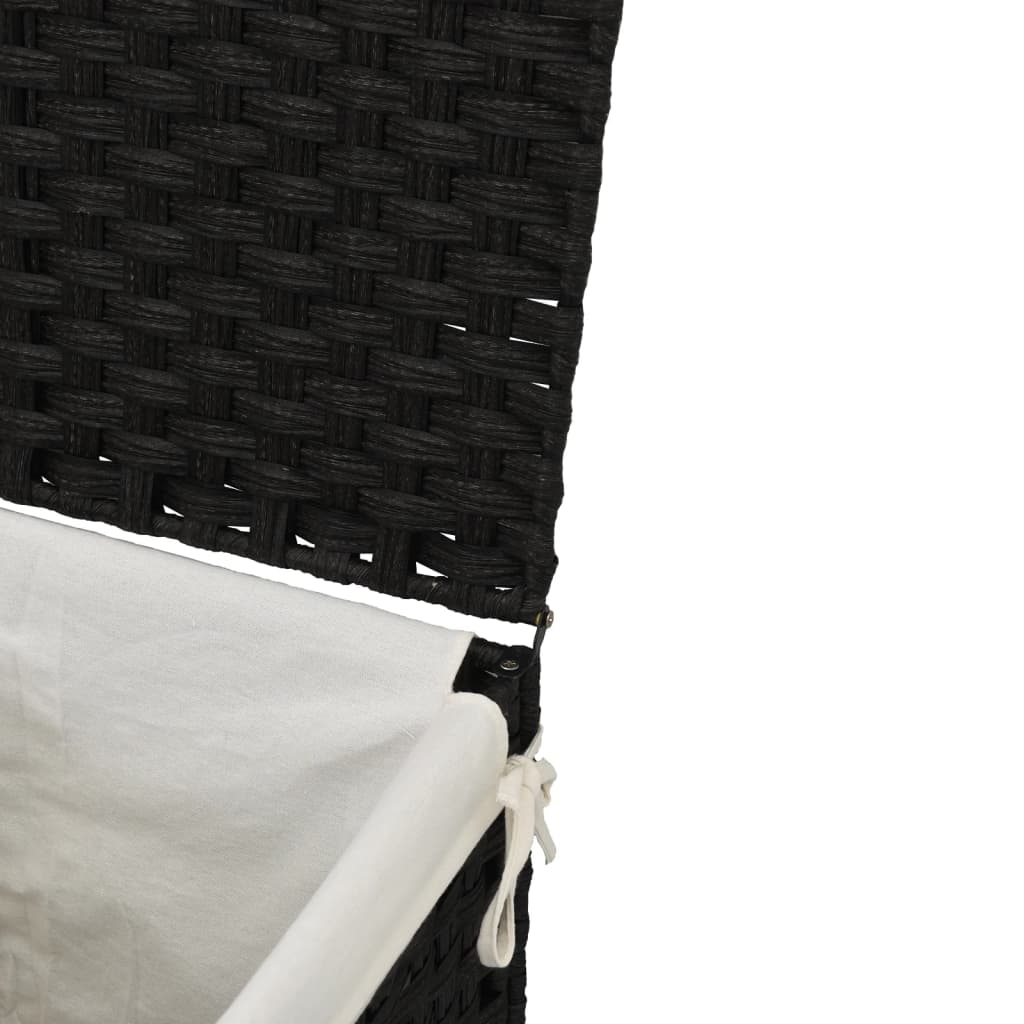 vidaXL Koš na prádlo s víkem černý 46 x 33 x 60 cm polyratan