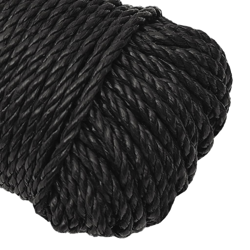 vidaXL Pracovní lano černé 3 mm 50 m polypropylen