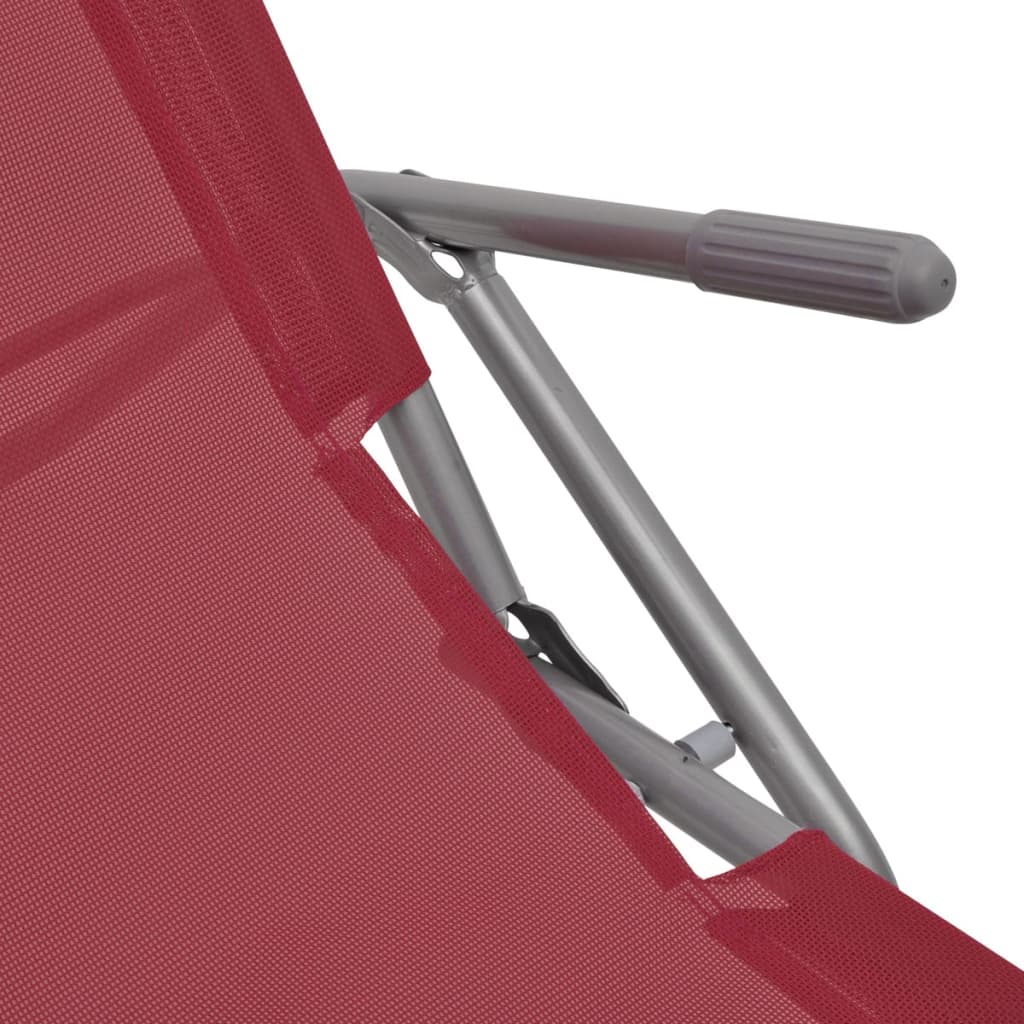 vidaXL Skládací lehátka 2 ks ocelový rám a textilen červená