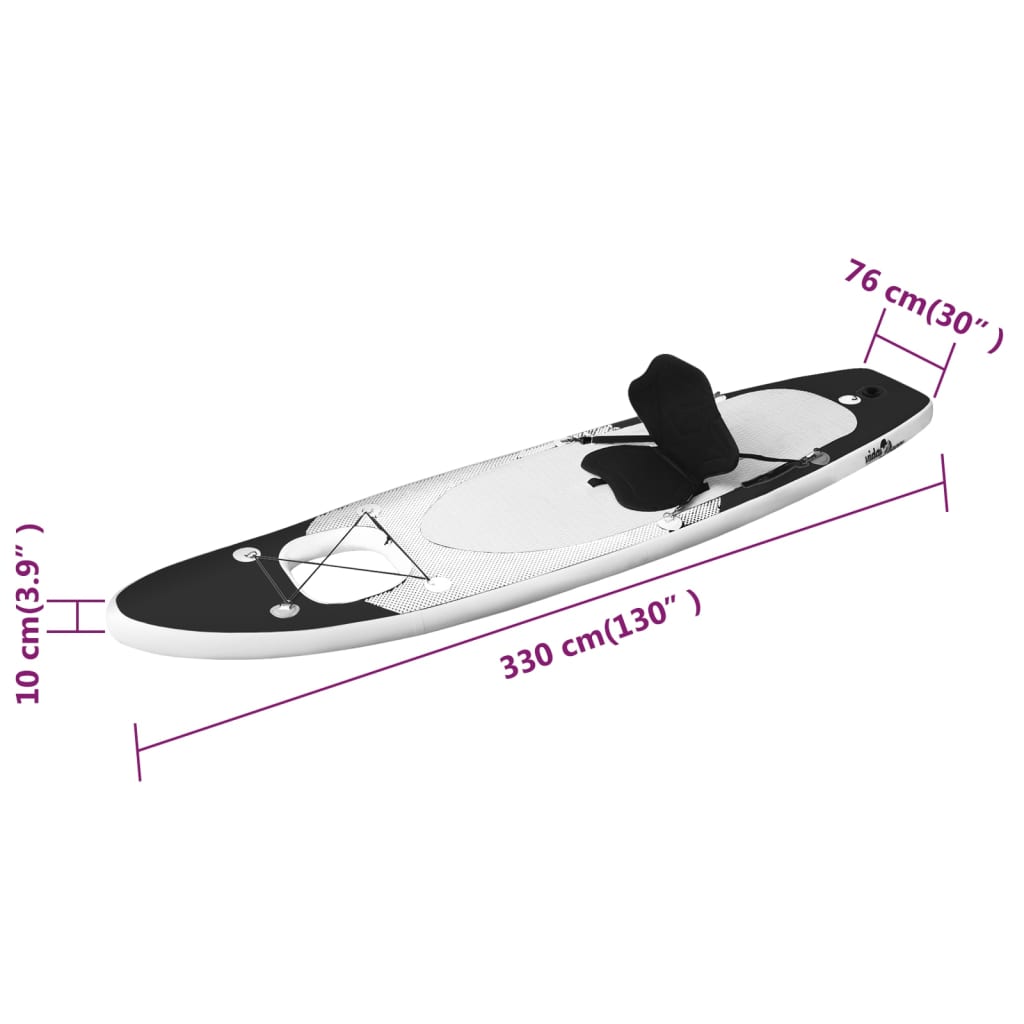 vidaXL Nafukovací SUP paddleboard s příslušenstvím černý 330x76x10 cm