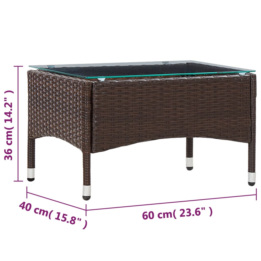 vidaXL Konferenční stolek hnědý 60 x 40 x 36 cm polyratan