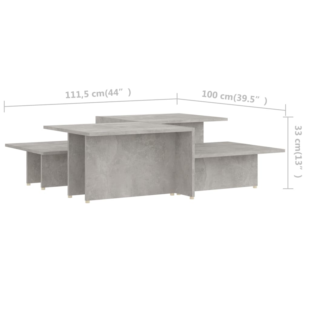 vidaXL Konferenční stolky 2ks betonově šedé 111,5x50x33 kompozit dřevo