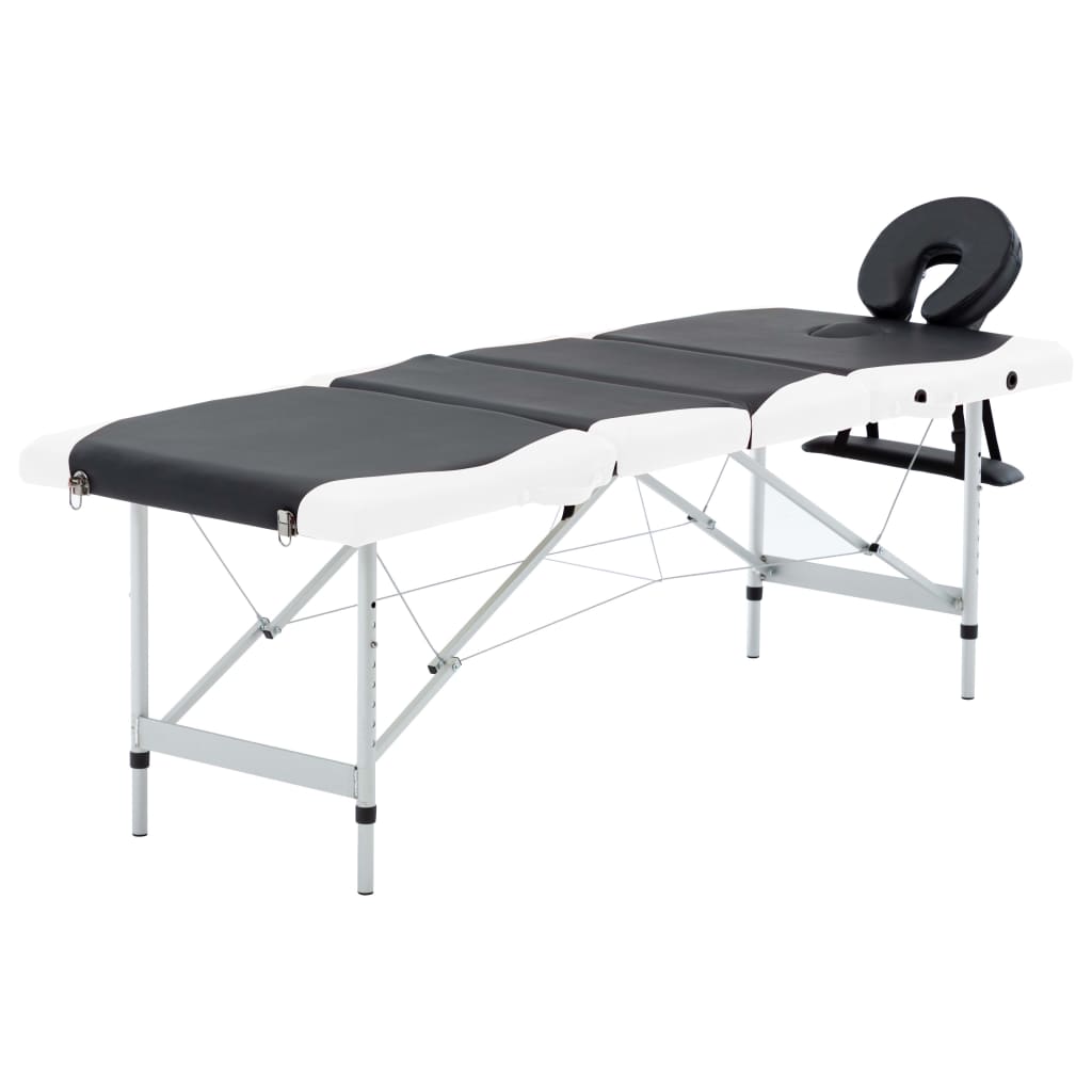 vidaXL Skládací masážní stůl se 4 zónami hliník černobílý