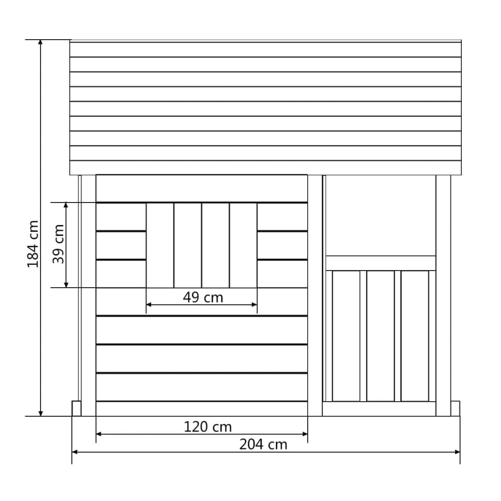 vidaXL Domeček na hraní se 3 okny 204x204x184 cm dřevěný