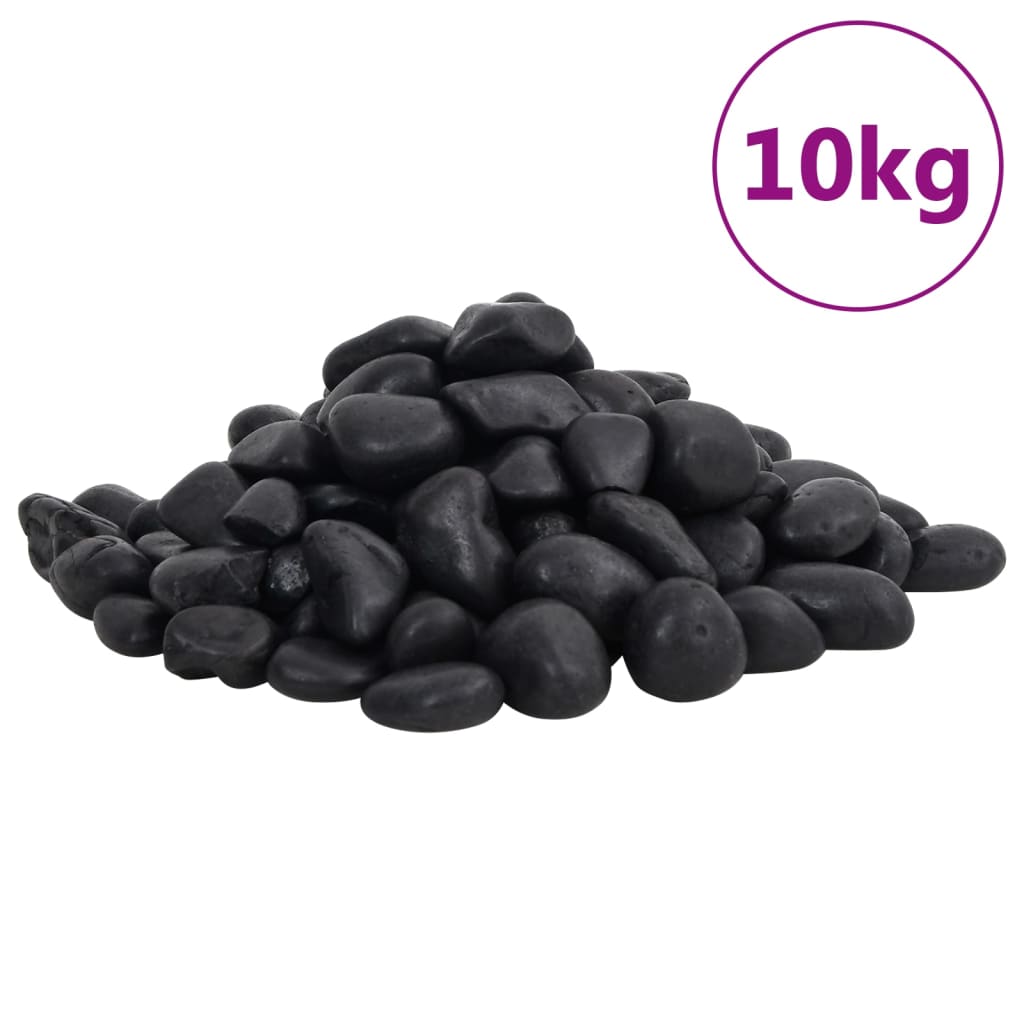 vidaXL Leštěné oblázky 10 kg černé 2–5 cm