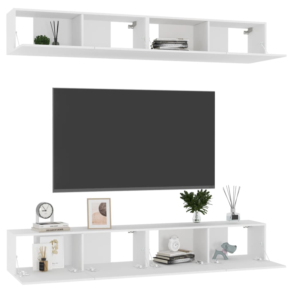 vidaXL TV skříňky 4 ks bílé 100 x 30 x 30 cm kompozitní dřevo