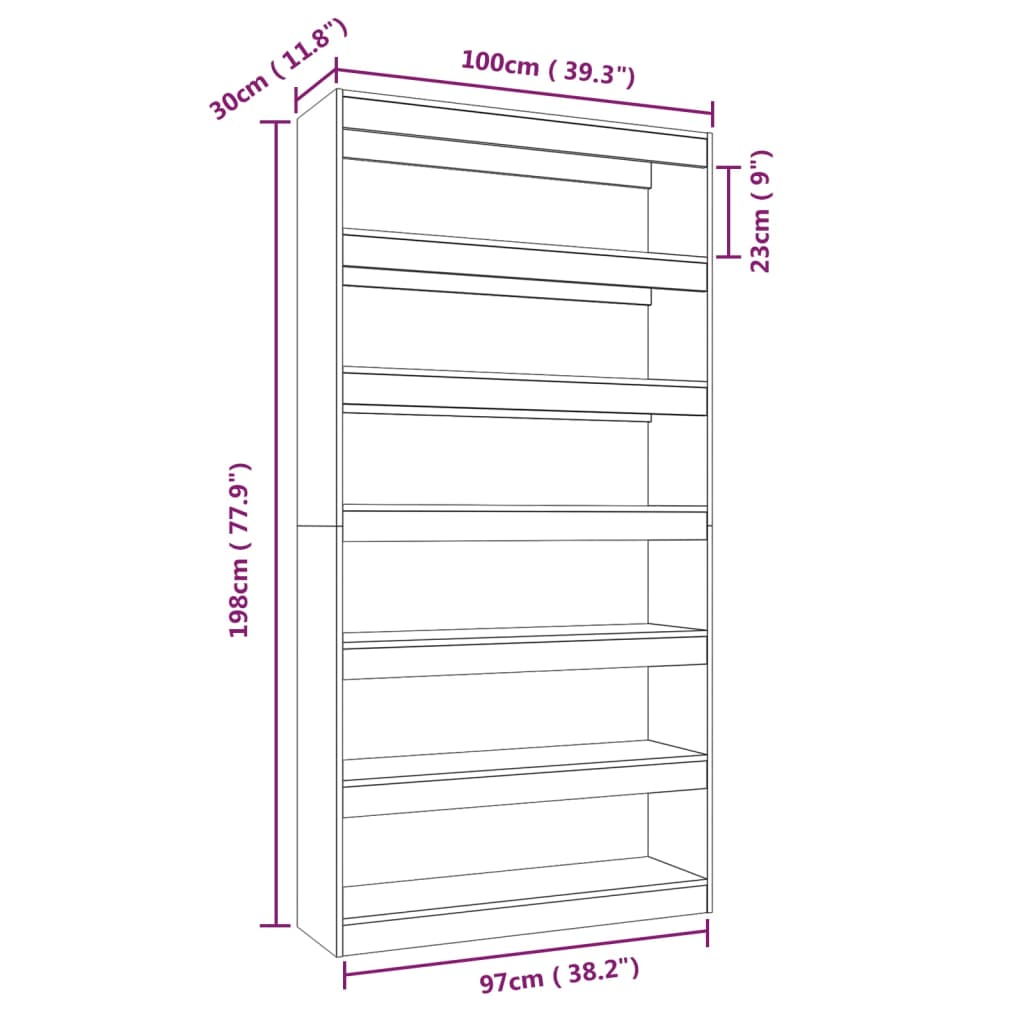 vidaXL Knihovna/dělicí stěna bílá lesklá 100x30x198cm kompozitní dřevo
