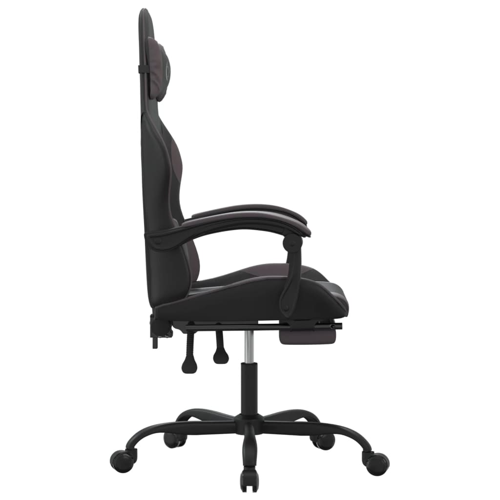 vidaXL Otočná herní židle s podnožkou černá a šedá umělá kůže