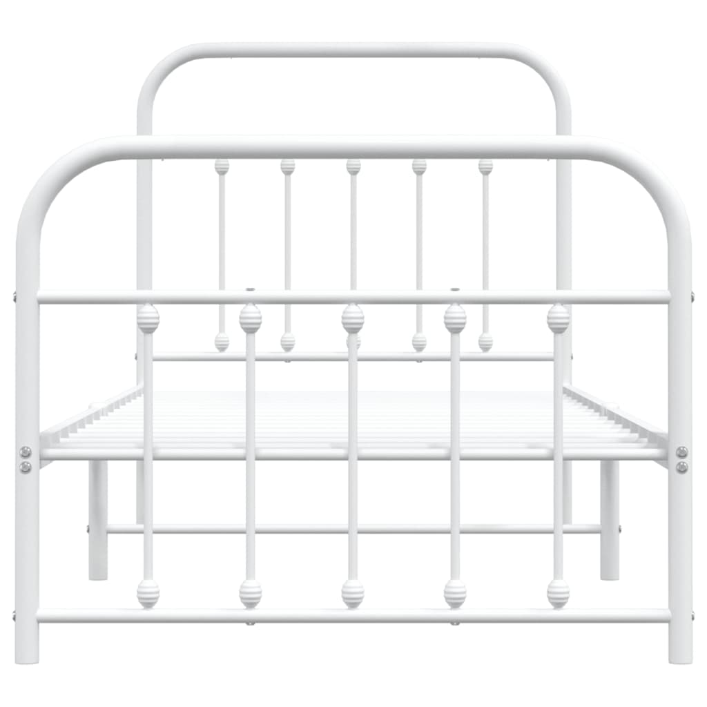 vidaXL Kovový rám postele s hlavovým a nožním čelem bílý 90 x 190 cm