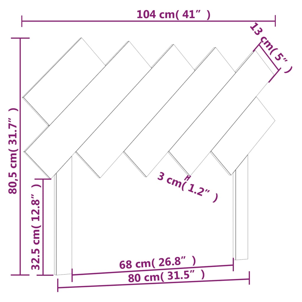 vidaXL Čelo postele 104 x 3 x 80,5 cm masivní borovice