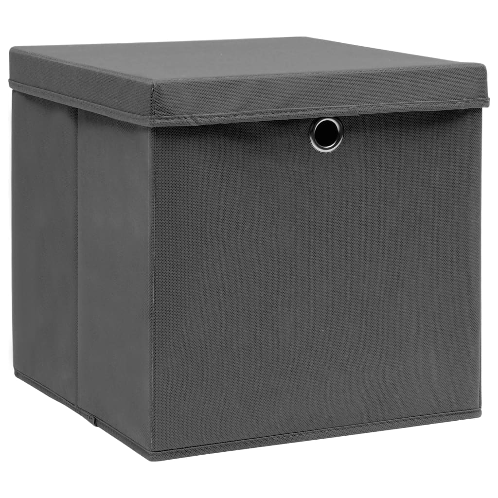 vidaXL Úložné boxy s víky 4 ks 28 x 28 x 28 cm šedé