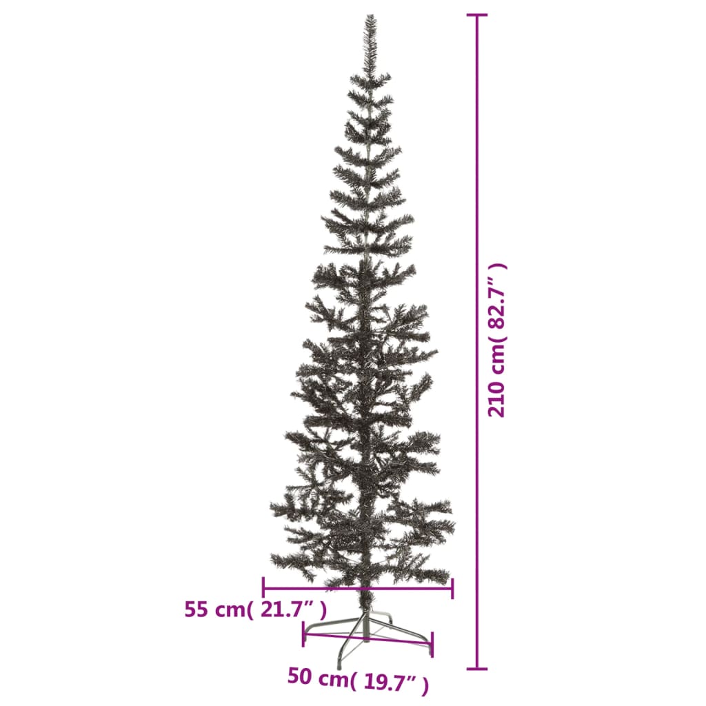 vidaXL Úzký vánoční stromek černý 210 cm