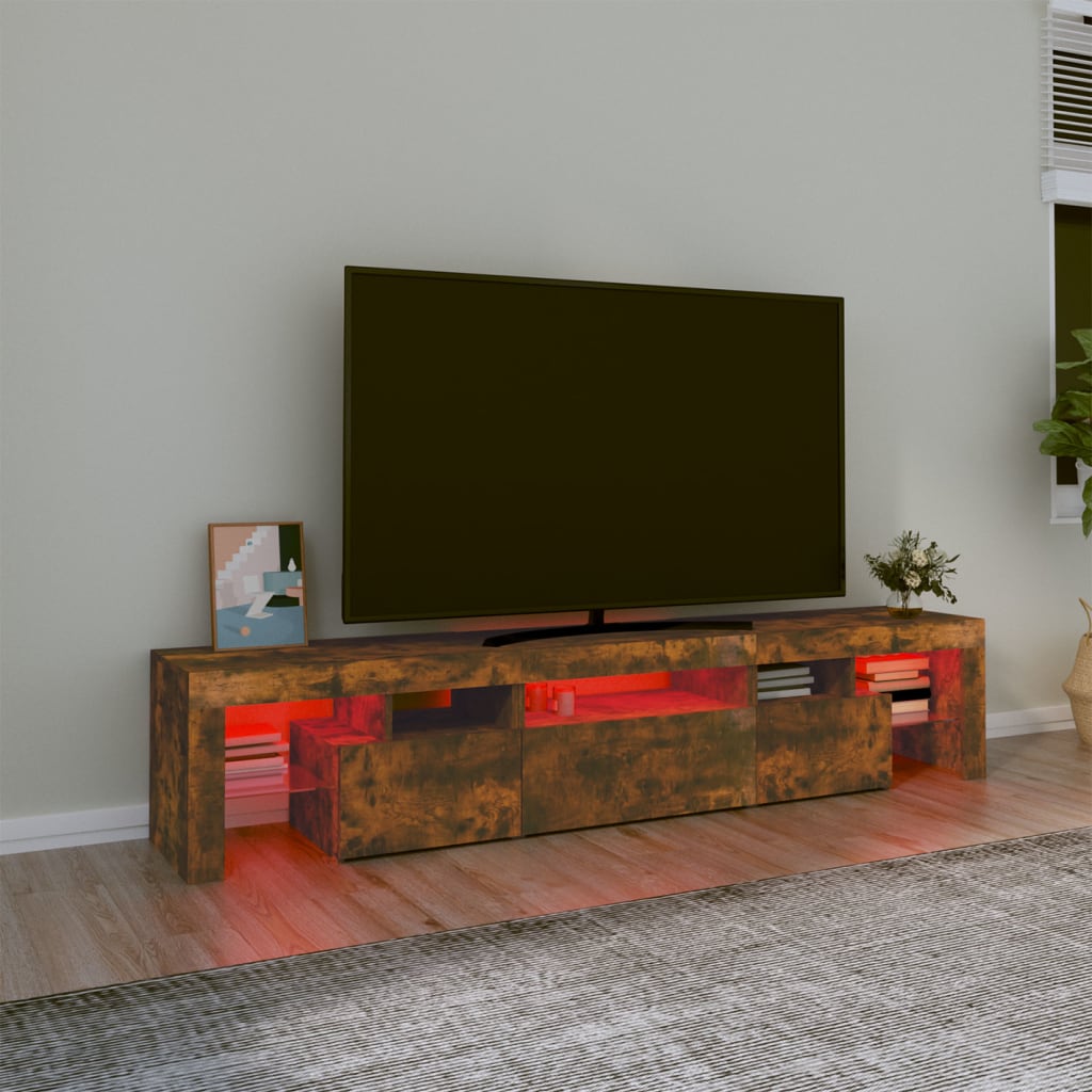 vidaXL TV skříňka s LED osvětlením kouřový dub 200x36,5x40 cm