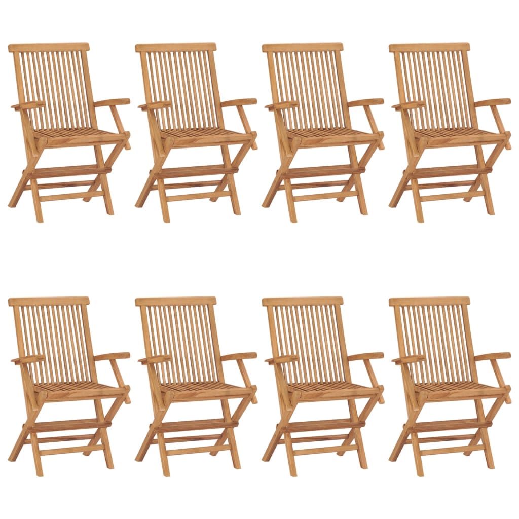 vidaXL Zahradní židle s krémově bílými poduškami 8 ks masivní teak