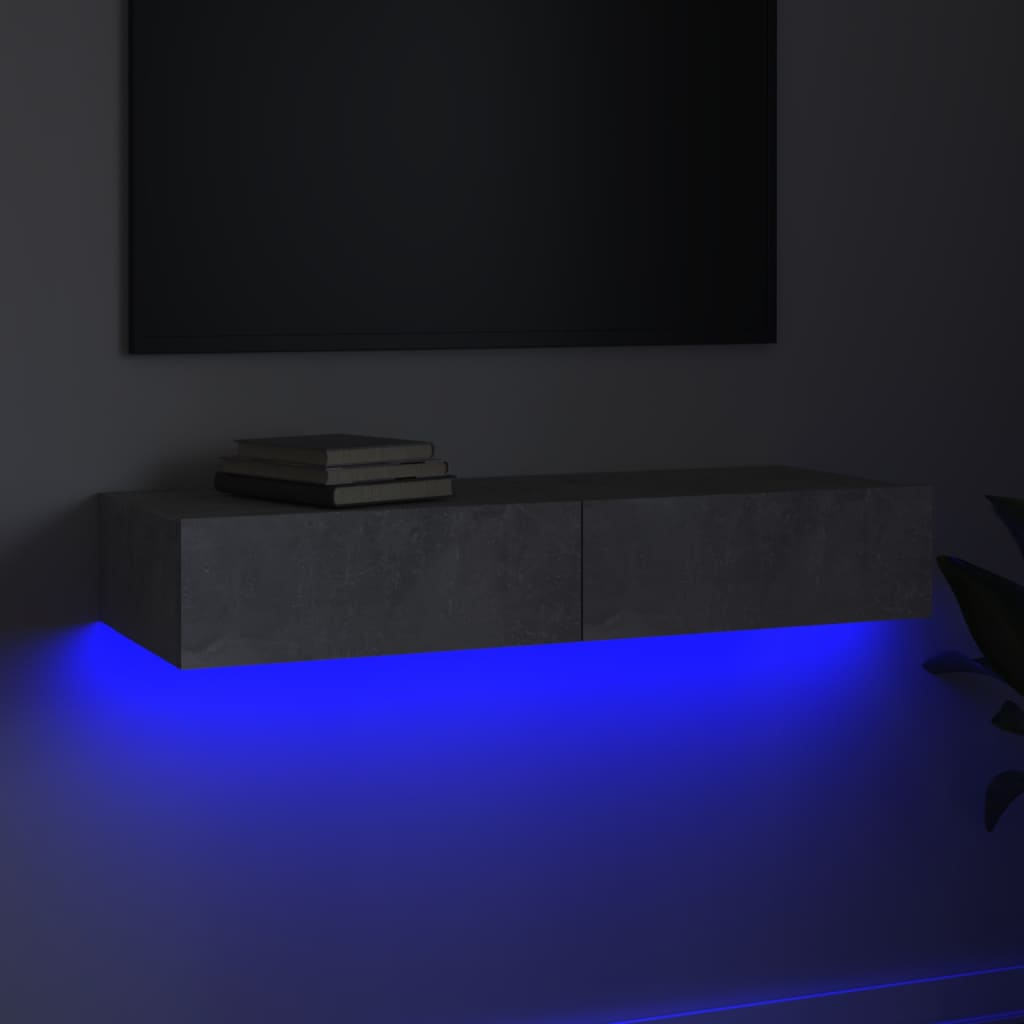vidaXL TV skříňka s LED osvětlením betonově šedá 90 x 35 x 15,5 cm